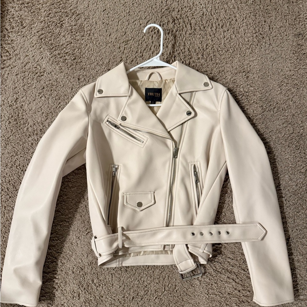 Cream Leather Jacket